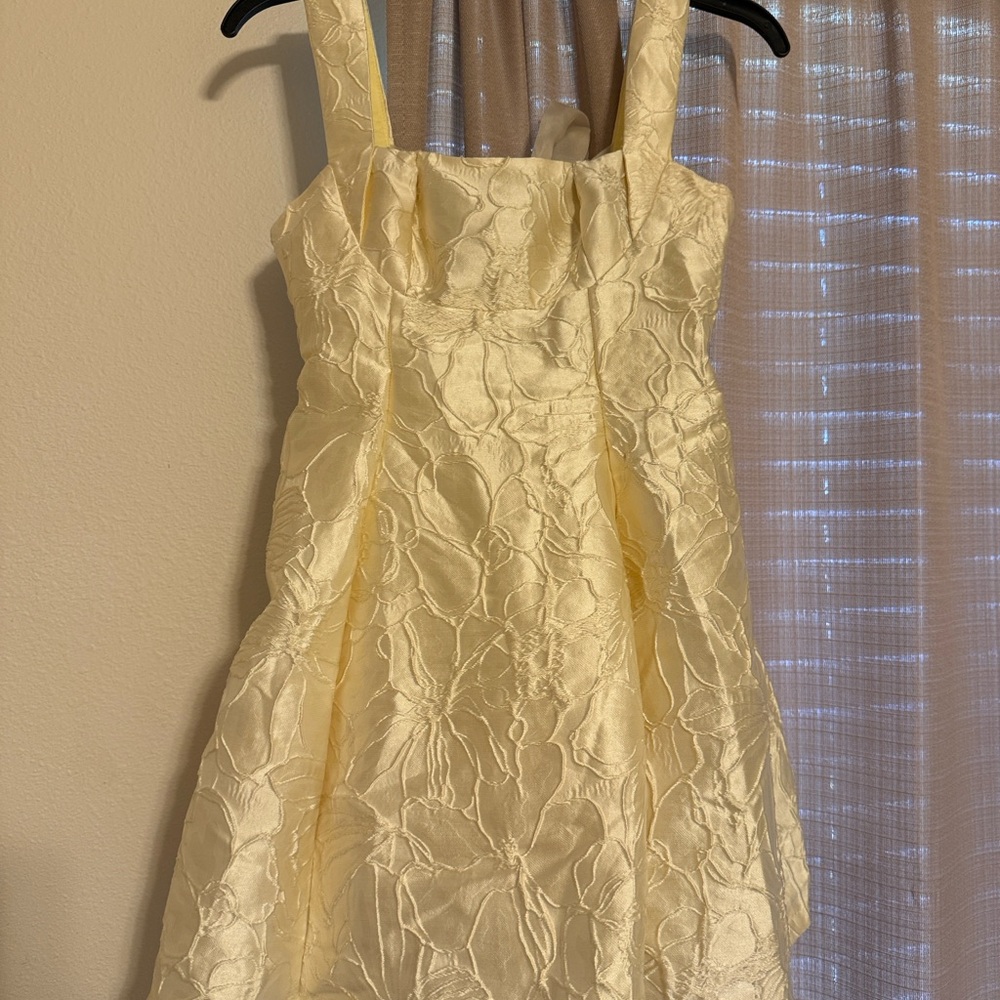 Hello Molly Yellow Textured Midi Dress